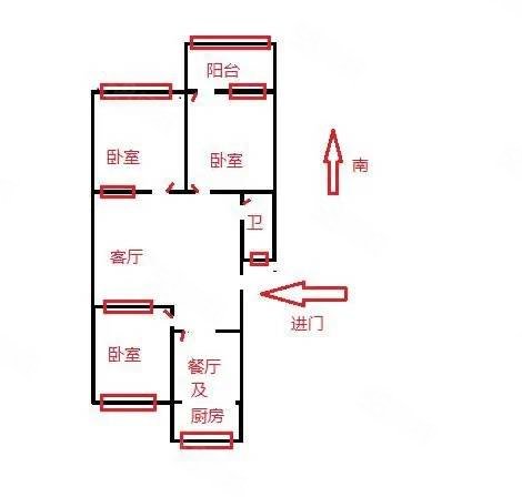 农大家属院(文化路)3室1厅1卫76㎡南北126万