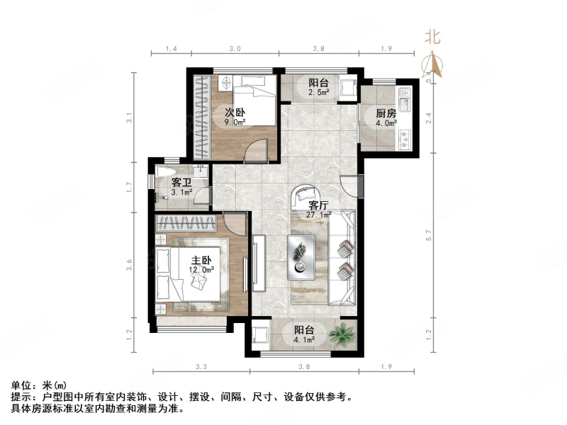 重汽19562室2厅1卫93.61㎡南北185万