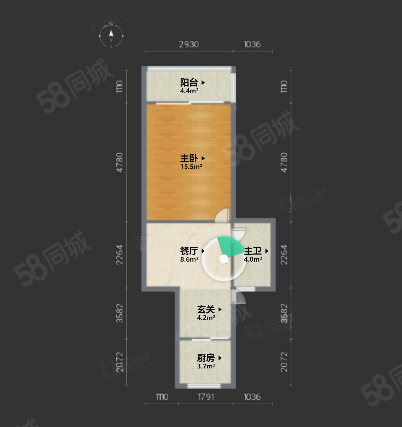 齐七小区1室1厅1卫41.7㎡南223万