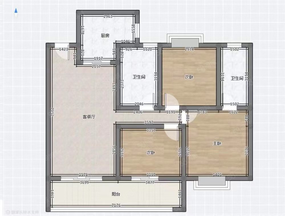 中建荆州之星3室2厅2卫120㎡南北82万