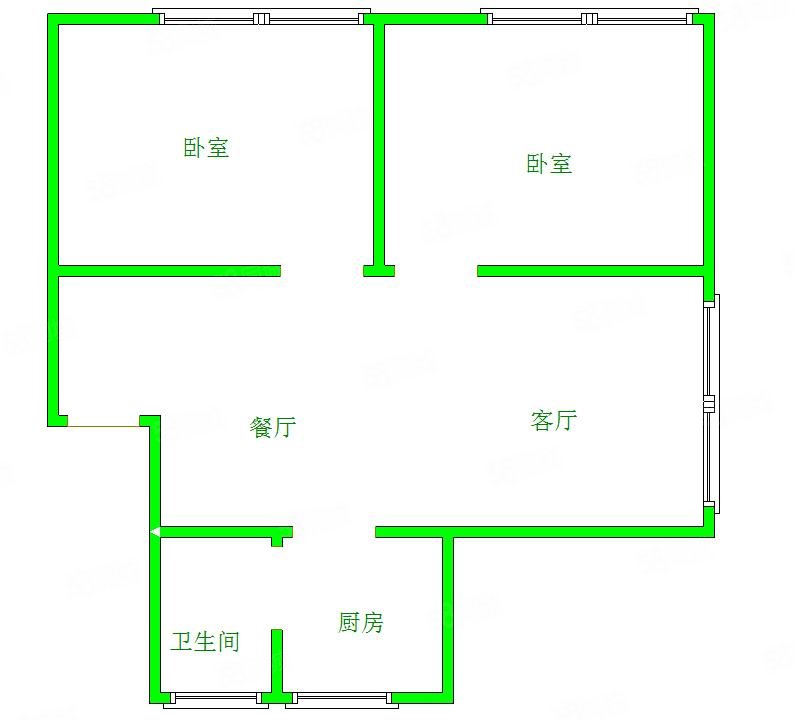 沙河花园(三期)2室2厅1卫75.37㎡南北43.8万