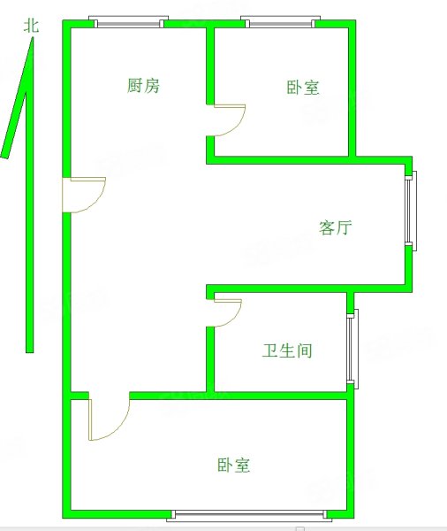 经纬公寓2室2厅1卫89㎡南北66.5万