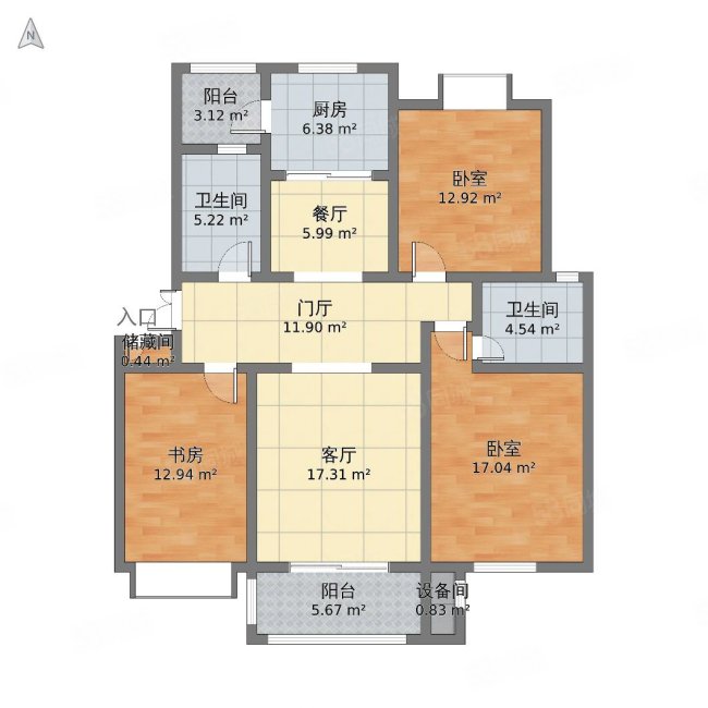 金升社区(F区)3室2厅1卫127㎡南北22万