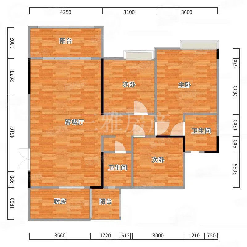 建宇国际公馆3室1厅2卫108㎡南北64.8万