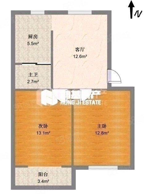 彭子江花园2室1厅1卫45㎡南北49.8万