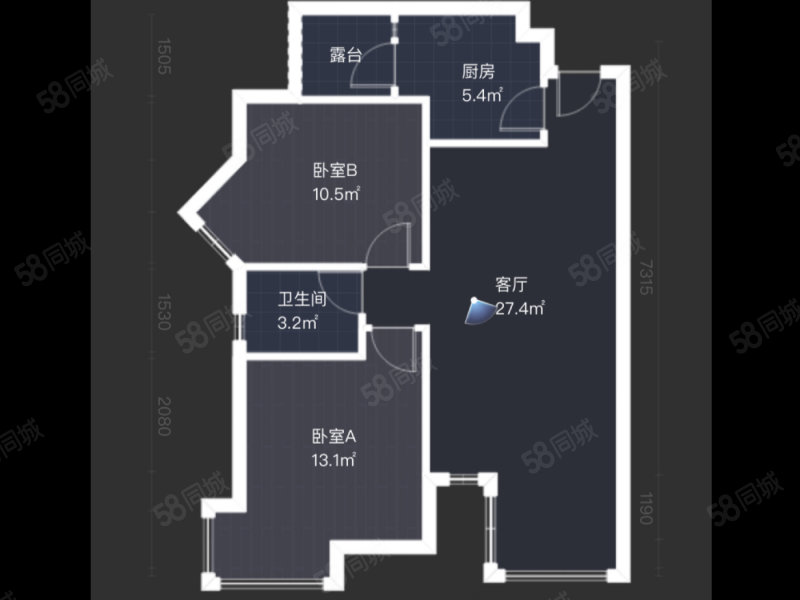 卓锦城5期繁花郡2室2厅1卫78.6㎡南150万