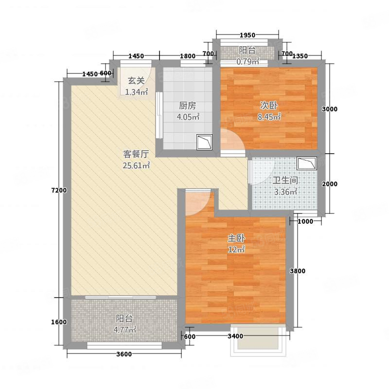 金域阳光2室2厅1卫79㎡南北43万
