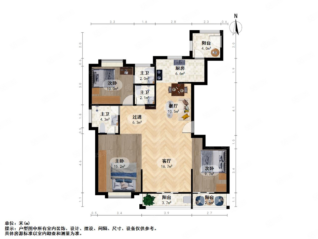 中梁百悦城(公寓住宅)3室2厅3卫136.61㎡西248万