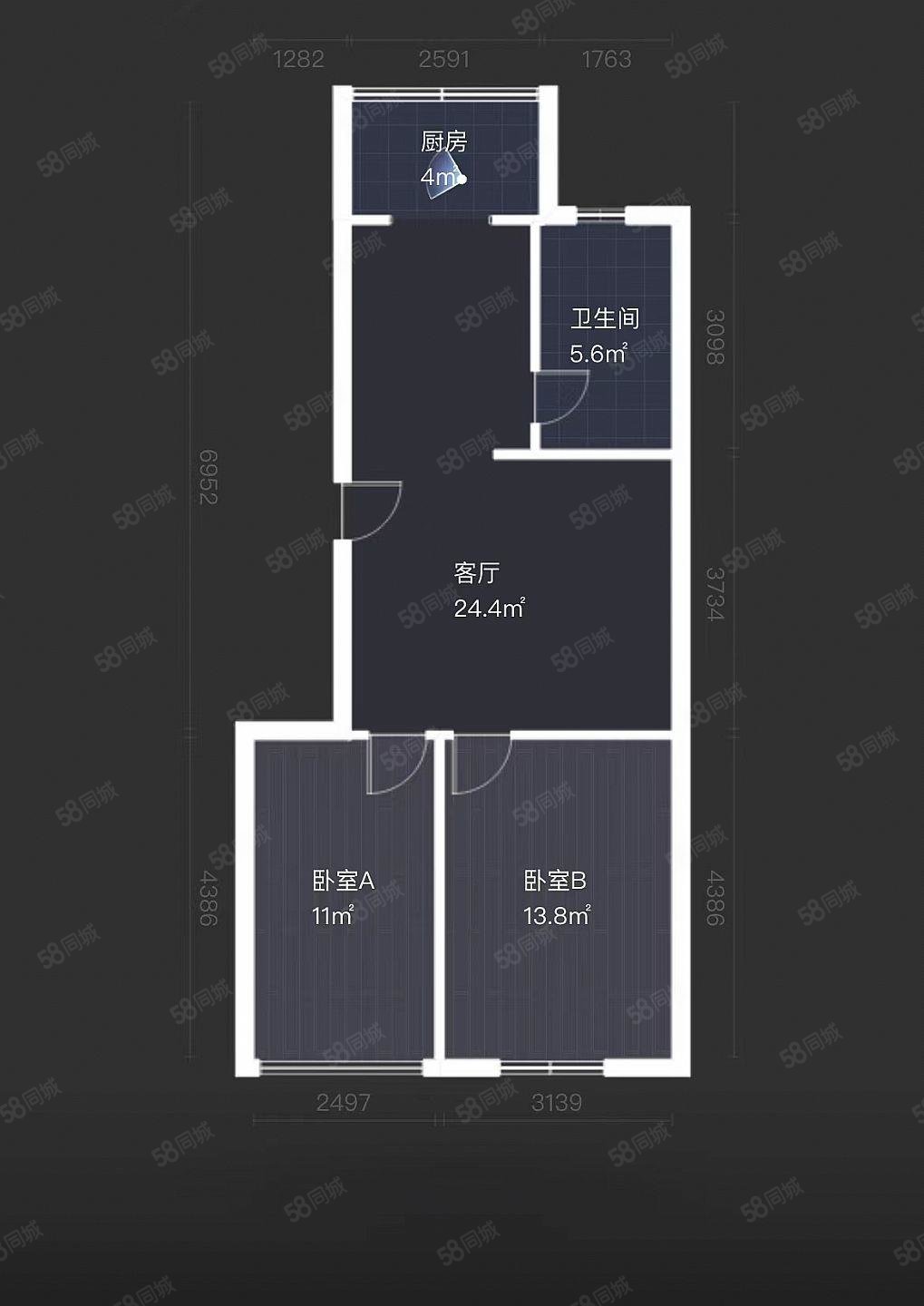 泡崖八区2室1厅1卫93.84㎡南北120万