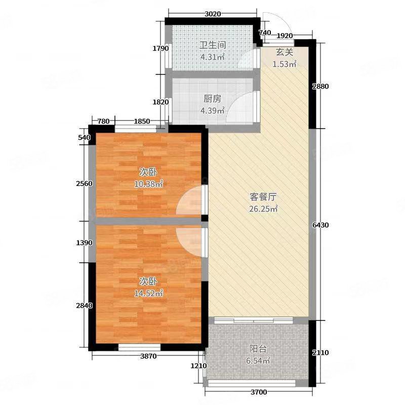 恒大御景湾2室2厅1卫92㎡南北81.8万