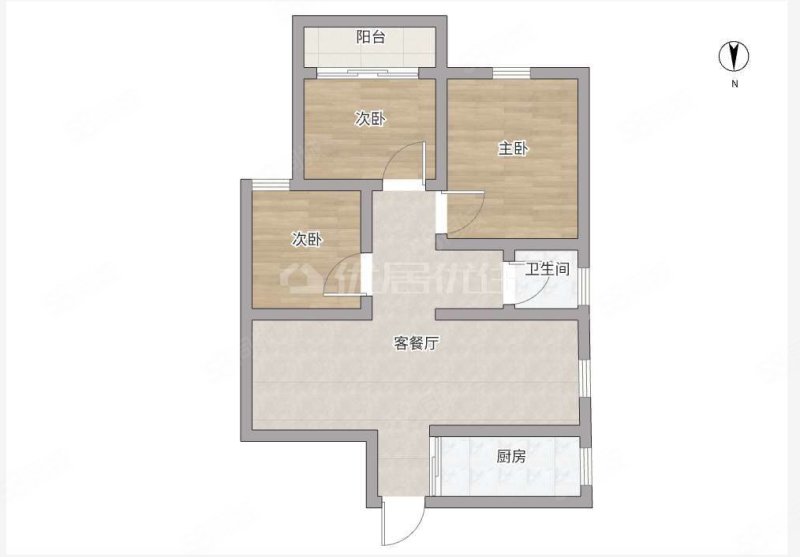 鑫利华花城3室2厅2卫80.55㎡南北56万