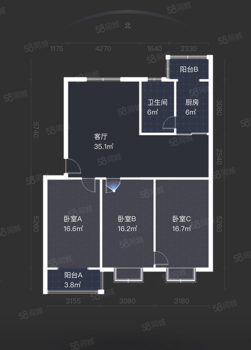 银丰家园3室2厅1卫130㎡南北70万