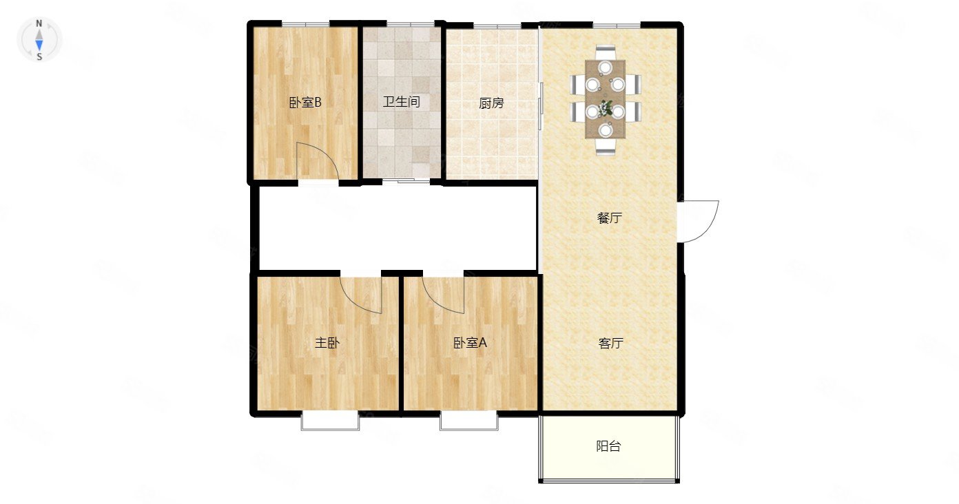 水墨江南3室2厅1卫119㎡南北125万