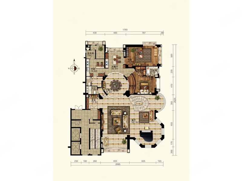 星河湾三期高层观景 复式5居 客厅挑高 户型方正南北通透东边
