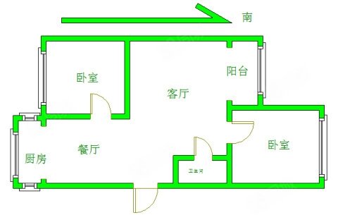 龙庆望都佳园2室2厅1卫82.94㎡南北90万