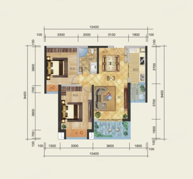 龙悦华府2室2厅1卫94㎡南北105万