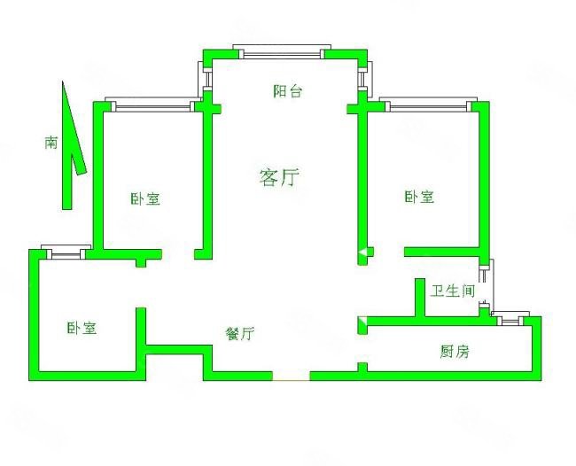 西湖御景湾3室2厅1卫112㎡南北107万