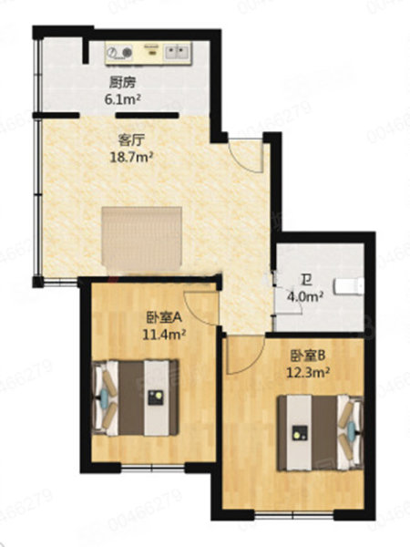 新加坡城(二期)2室1厅1卫71.72㎡西南100万