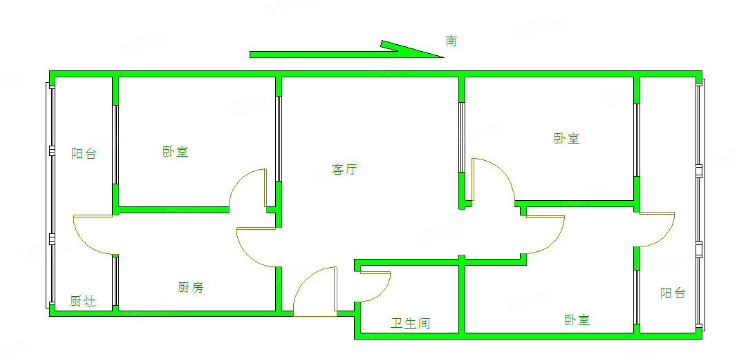 延慶溫泉小區(qū)3室1廳1衛(wèi)102.01㎡南北105萬
