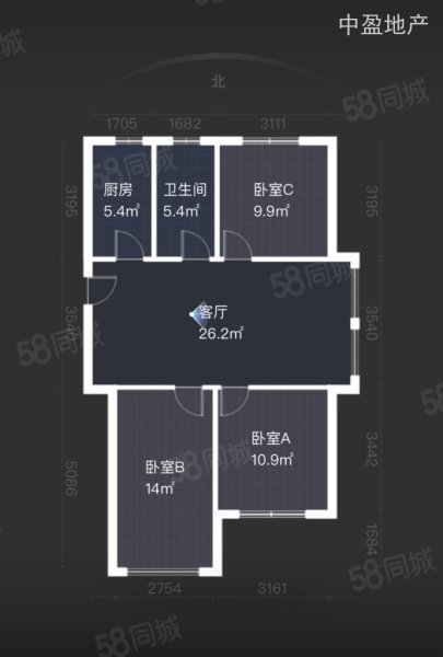 金象泰吉祥家园3室2厅1卫100.59㎡南北98.8万