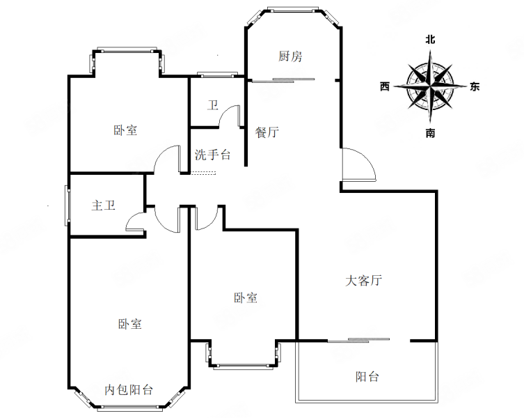 鑫泉新苑军转公寓3室2厅2卫116㎡西南269万