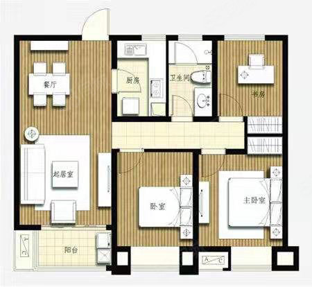 新世纪花园3室2厅1卫89㎡南北126万