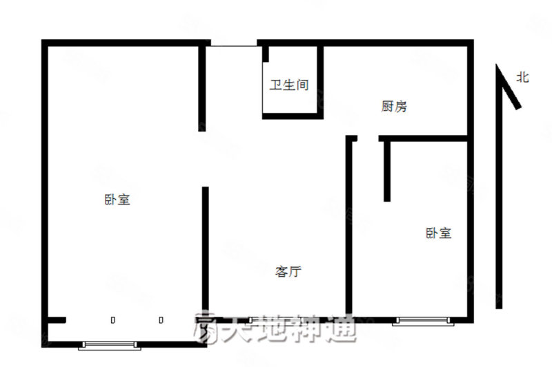 青春路九院2室1厅1卫64㎡南北170万