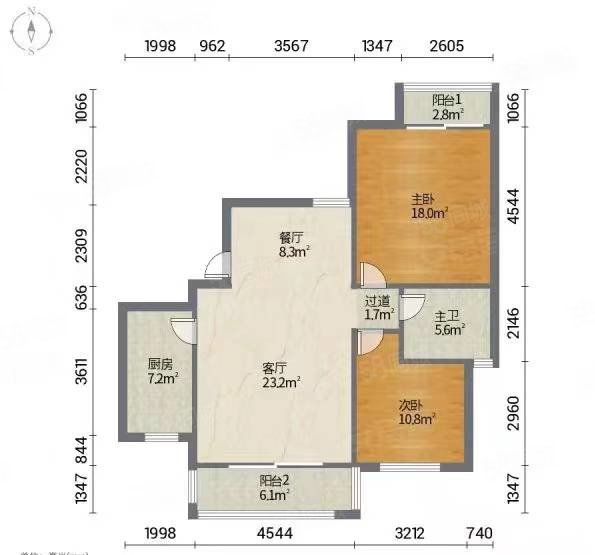 锦绣香江玫瑰园2室1厅1卫89㎡南北32万