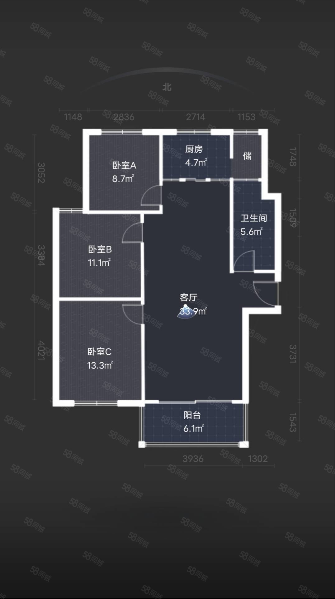 慧谷领御(公寓住宅)3室2厅1卫112.57㎡南北115万