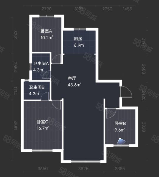 中海河山郡3室2厅2卫119㎡南北90万