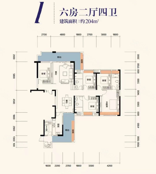 佳兆业东江新城4室2厅3卫203.83㎡南北155万