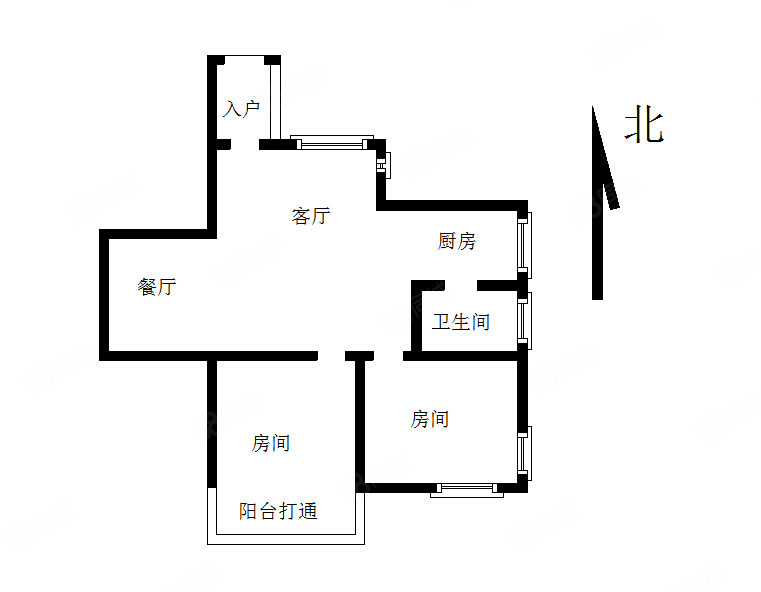 五羊新城(南区)2室2厅1卫66㎡南北280万