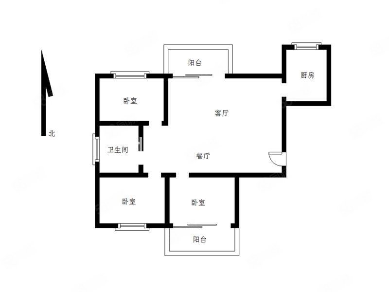 建发中央天悦3室2厅1卫95.49㎡南北185万