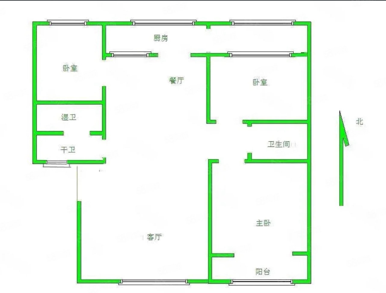 文化小区3室2厅2卫150㎡南北121万