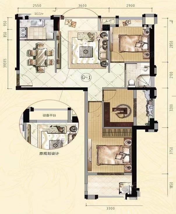 福晟钱隆公馆3室2厅2卫96.5㎡南北111万