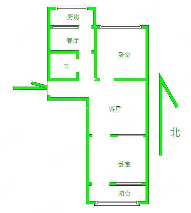 友谊苑北区2室2厅1卫73㎡南北120万