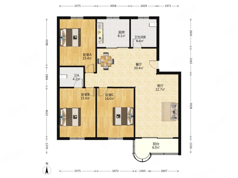 梅花山庄3室2厅2卫133.4㎡南468万