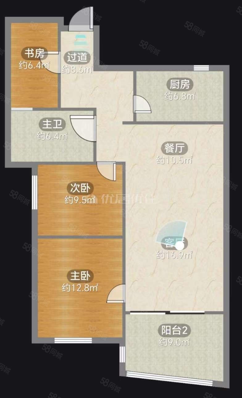 金岸玉都3室1厅1卫101.9㎡南北88万