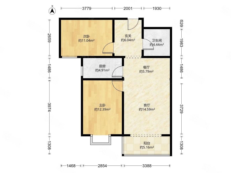 纯棉时代2室2厅1卫90.93㎡南103万