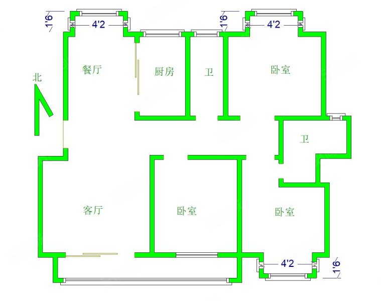 高地世纪城3室2厅2卫142.27㎡南北145万