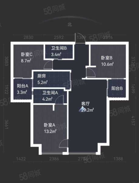 融侨悦城3室2厅2卫95㎡南340万