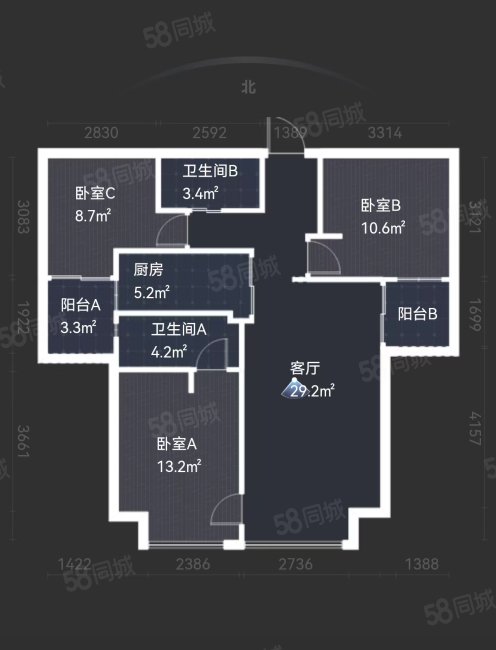 融侨悦城3室2厅2卫95㎡南340万