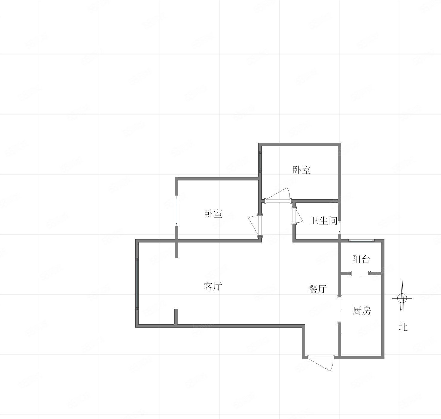 国兴北岸江山(东区)2室2厅1卫85.35㎡南北118万