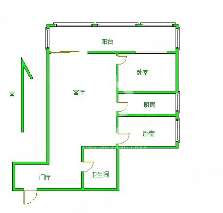 金鼎世纪城2室1厅1卫77㎡南北55万