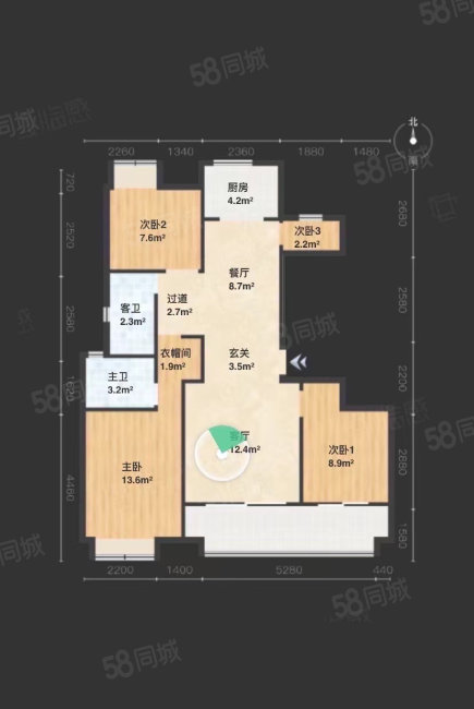 枫丹壹号4室2厅2卫125㎡南北275万