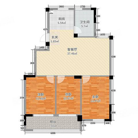 新汉都悦动城3室2厅1卫97㎡南北49万