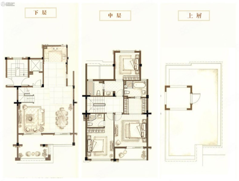 中梁首府壹号院(别墅)3室2厅3卫155㎡南北650万