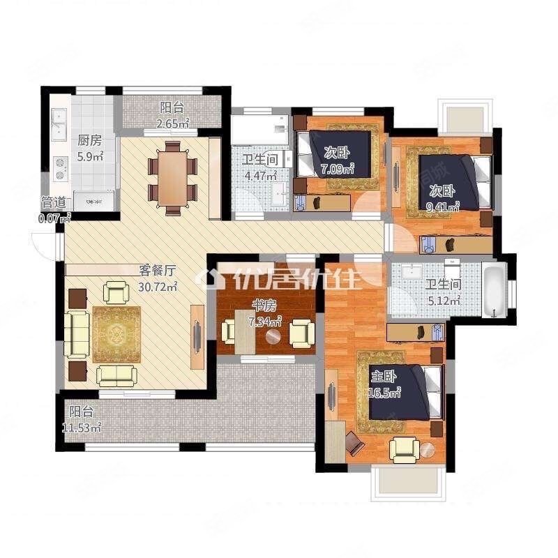 东方名都4室2厅2卫140㎡南118万