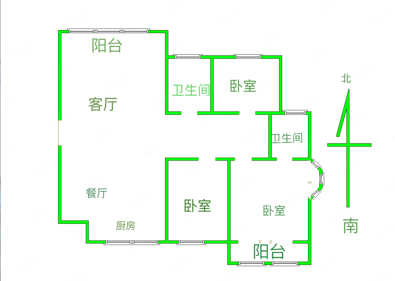 连城别苑翠园3室2厅2卫128.79㎡南北188万