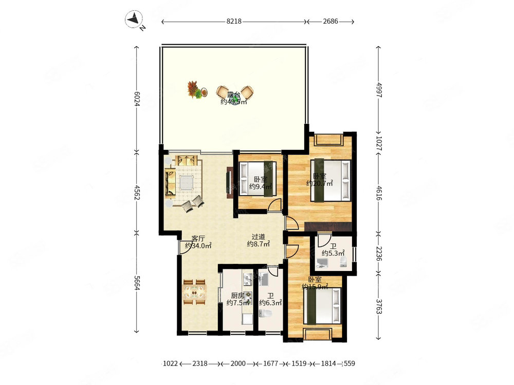 恒阳骊都西区3室2厅2卫145㎡南北81.6万